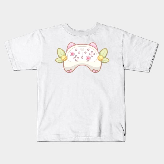 Cute Cozy Pink Gaming Console Cat Ears Controller Kids T-Shirt by cSprinkleArt